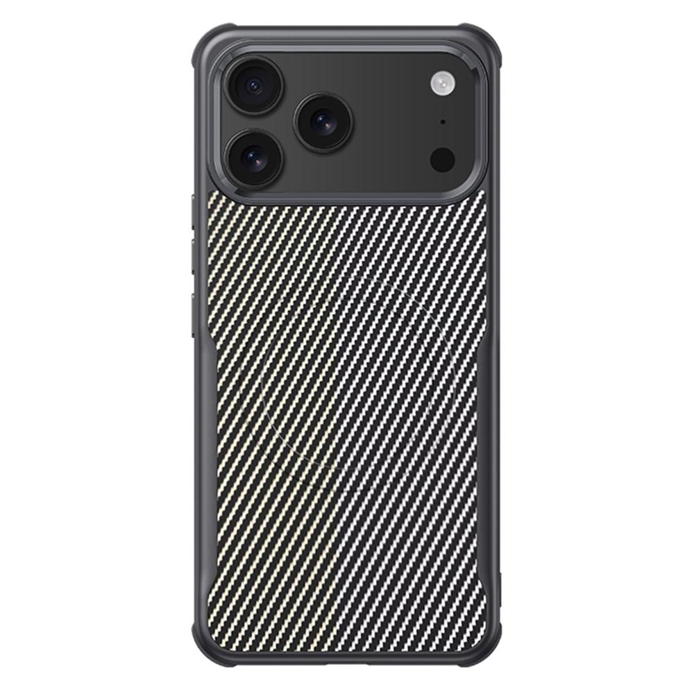 

For iPhone 17 Pro Max Case Compatible with MagSafe Carbon Fiber PU + PC + Silicone Protective Cover