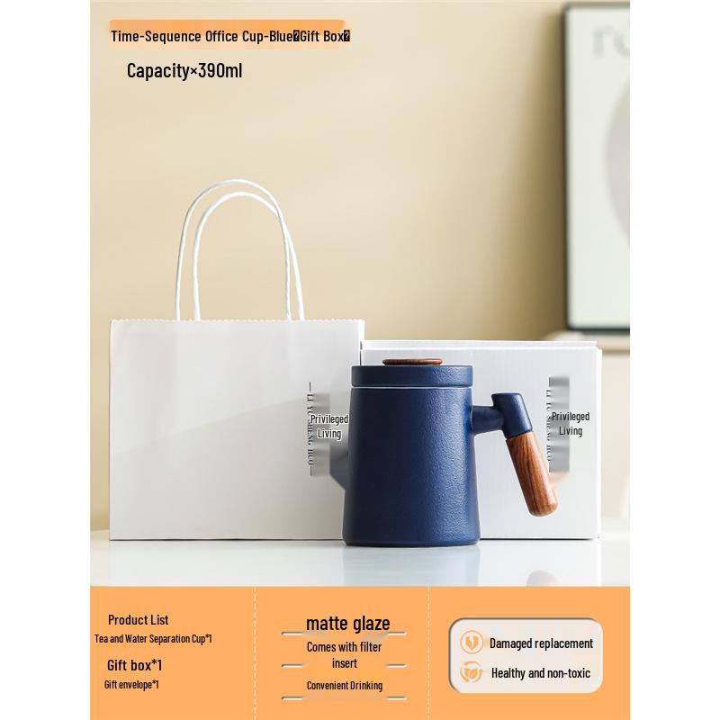 Large-Capacity Ceramic Tea Cup with Lid: Perfect Teacher Gift or Office Mug for Tea and Water Separation