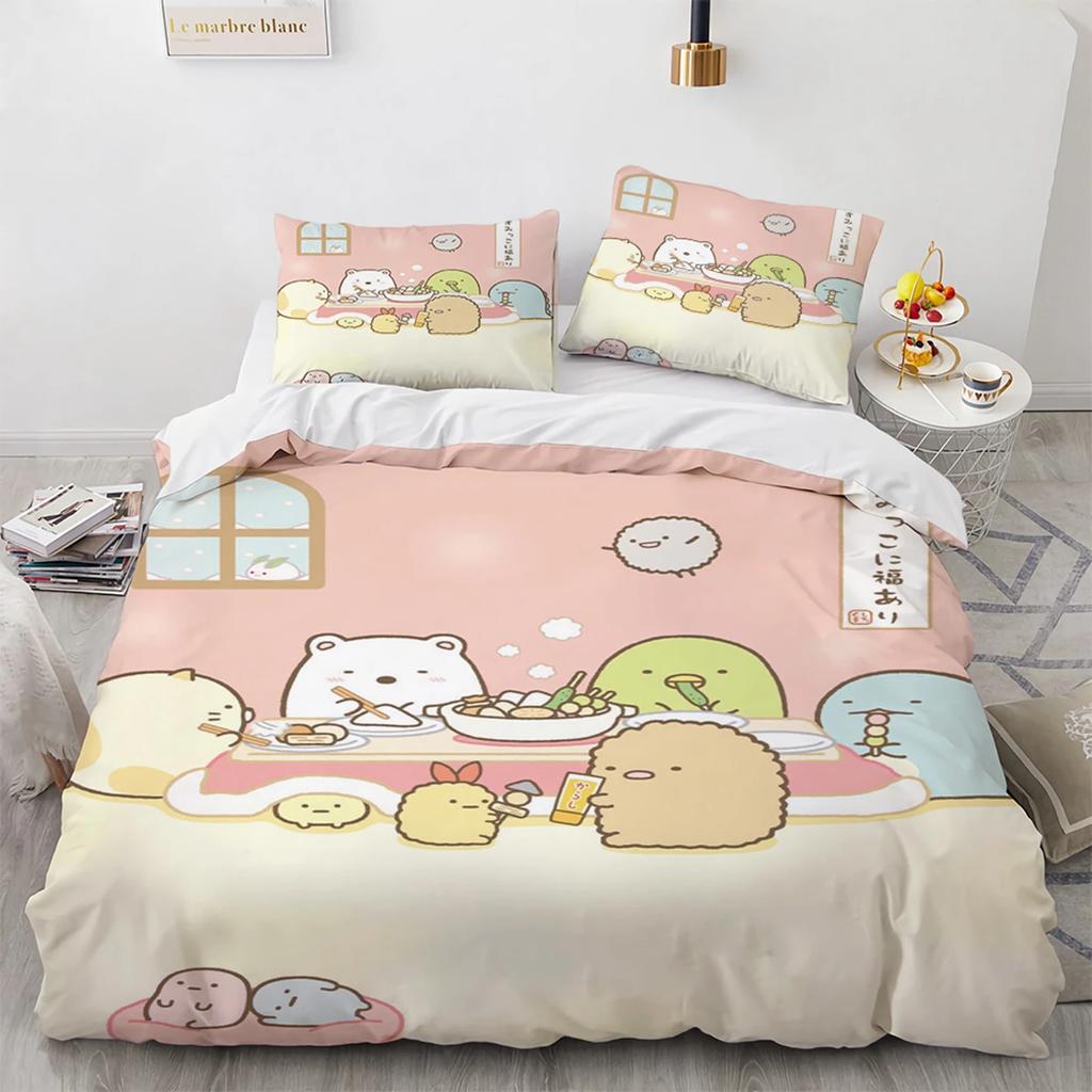 Japanese Cartoon Sumikko Gurashi Anime Bedding Set Kawaii Cute Sumikkogurashis Duvet Cover Quilt Cover Pillowcase Queen King