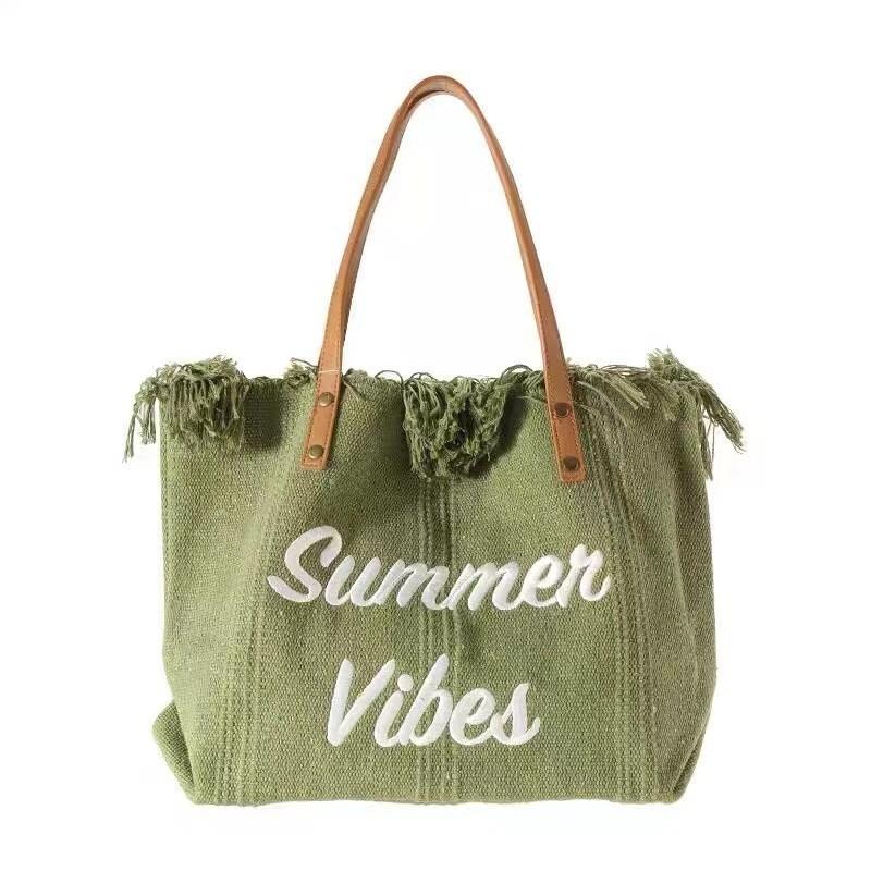 Handtasche Einfache Strandtasche Reisetasche Quaste Einkaufstasche Große Kapazität Eine Schultertasche Gezeiten