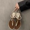 Fashion Women's Sandals Summer New Leather Metal Chain Mid-high Heels Shoe Clip Toe Trend Fashionable Simple Elegant Sandals Sandalias