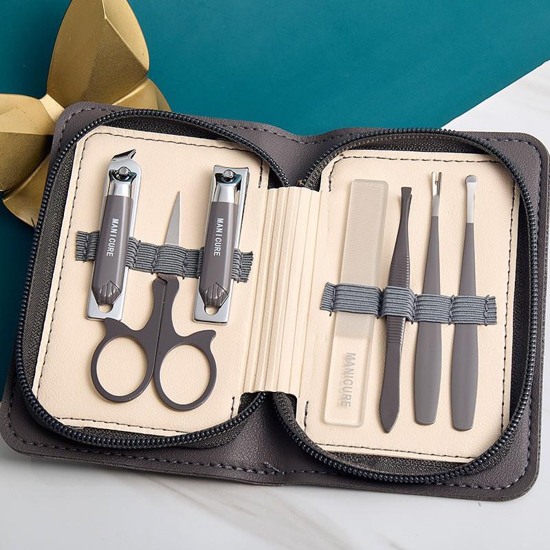 9-Piece Stainless Steel Nail Clippers & Manicure Set with Scissors and Cuticle Pusher