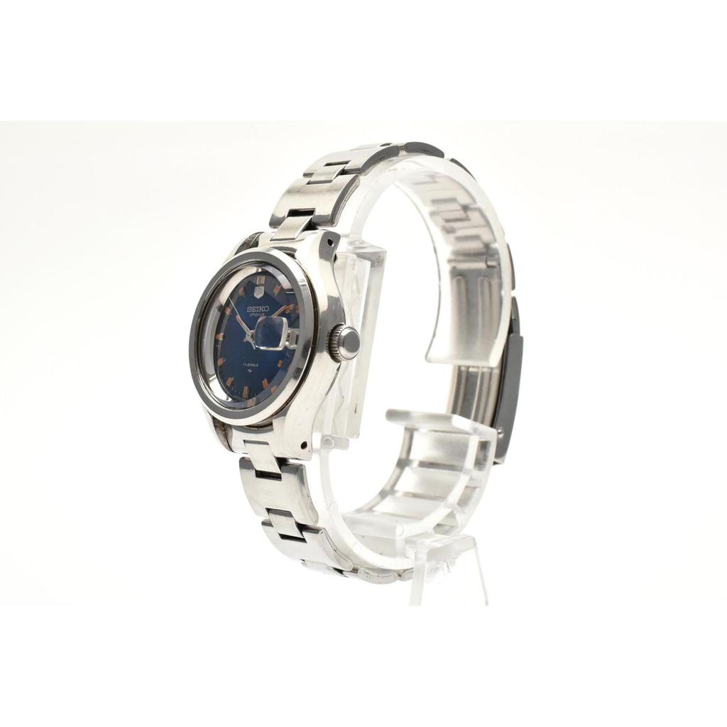Used Good Condition SEIKO 2118-0200 Manual Winding Date Blue Dial Stainless Steel Vintage 1970's Ladies Watch Working Item