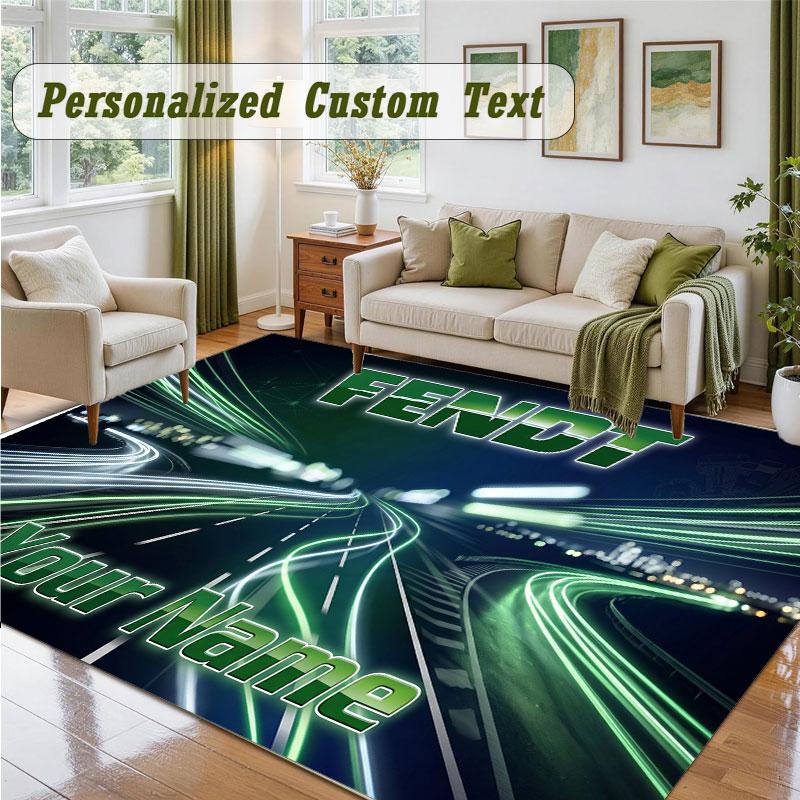 Crystal Velvet Square Rug Custom NameFendt Pattern Non Slip Home Floor Decor Rug
