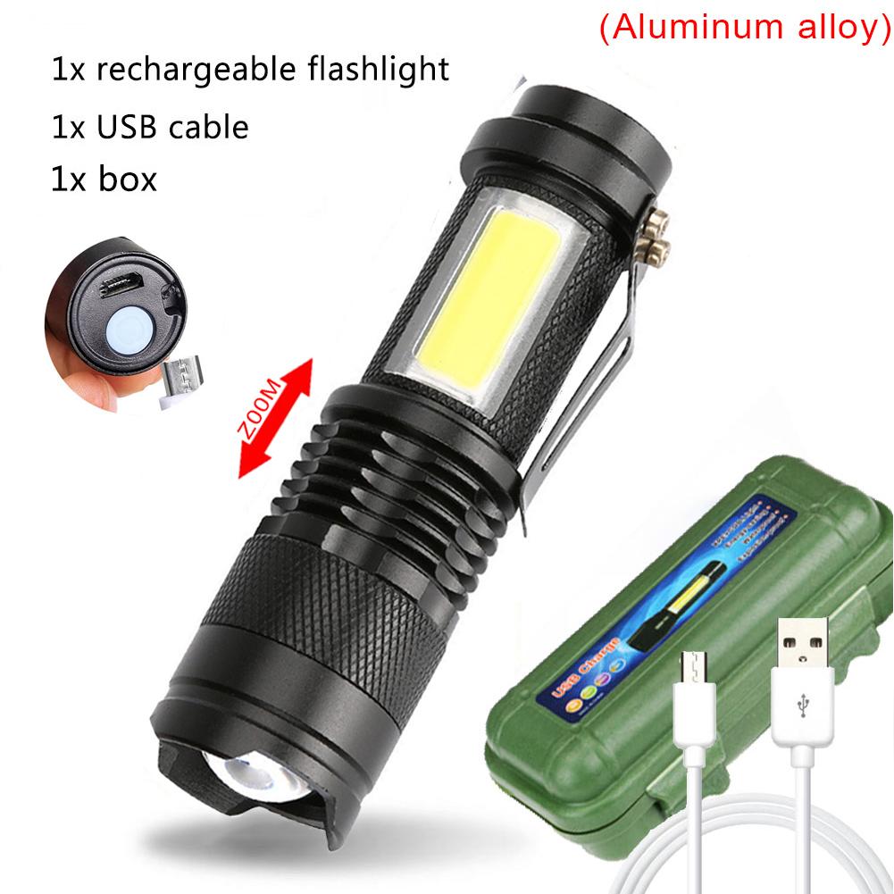 Satın alın T6 COB Light Flashlight Rechargeable Portable LED Flashlight ...
