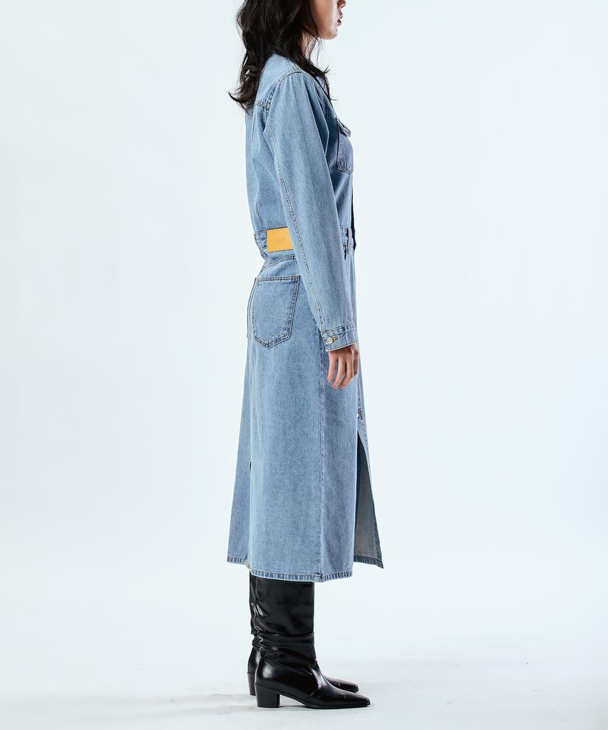 Pillogeulaem Powder Recycle Denim Dress