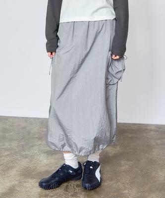 Lmc Wm Ribbon Nylon Long Skirt Light Gray