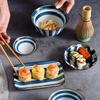 Japanese Style Blue and White Porcelain Dinnerware Sets for One Person Dinner Include Bowls, Plate, Chopsticks, Dishes Set Ceramic Gift Box Set of 6