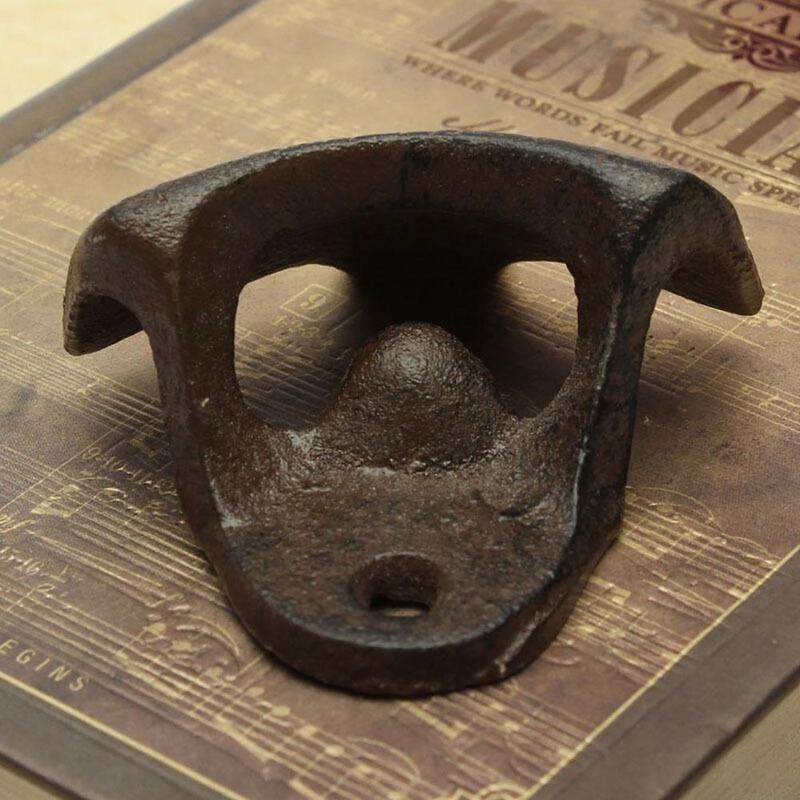 Vintage Antique Home Kitchen Wall Mounted Bar Beer Glass Bottle Cap Opener Gift (Color: Copper)