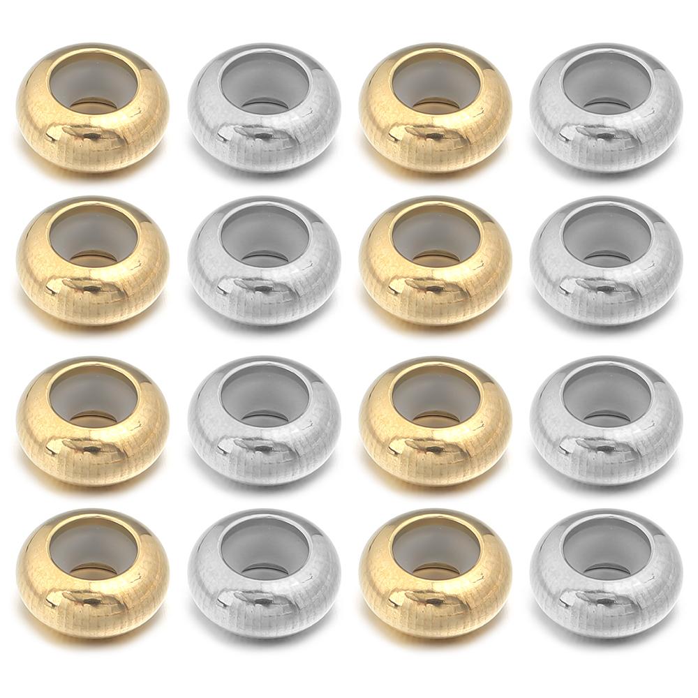 10pcs/lot Stainless Steel Crimp End Beads Stopper Spacer Beads With Rubber Silicone For DIY Bracelet Jewelry Making Supplies