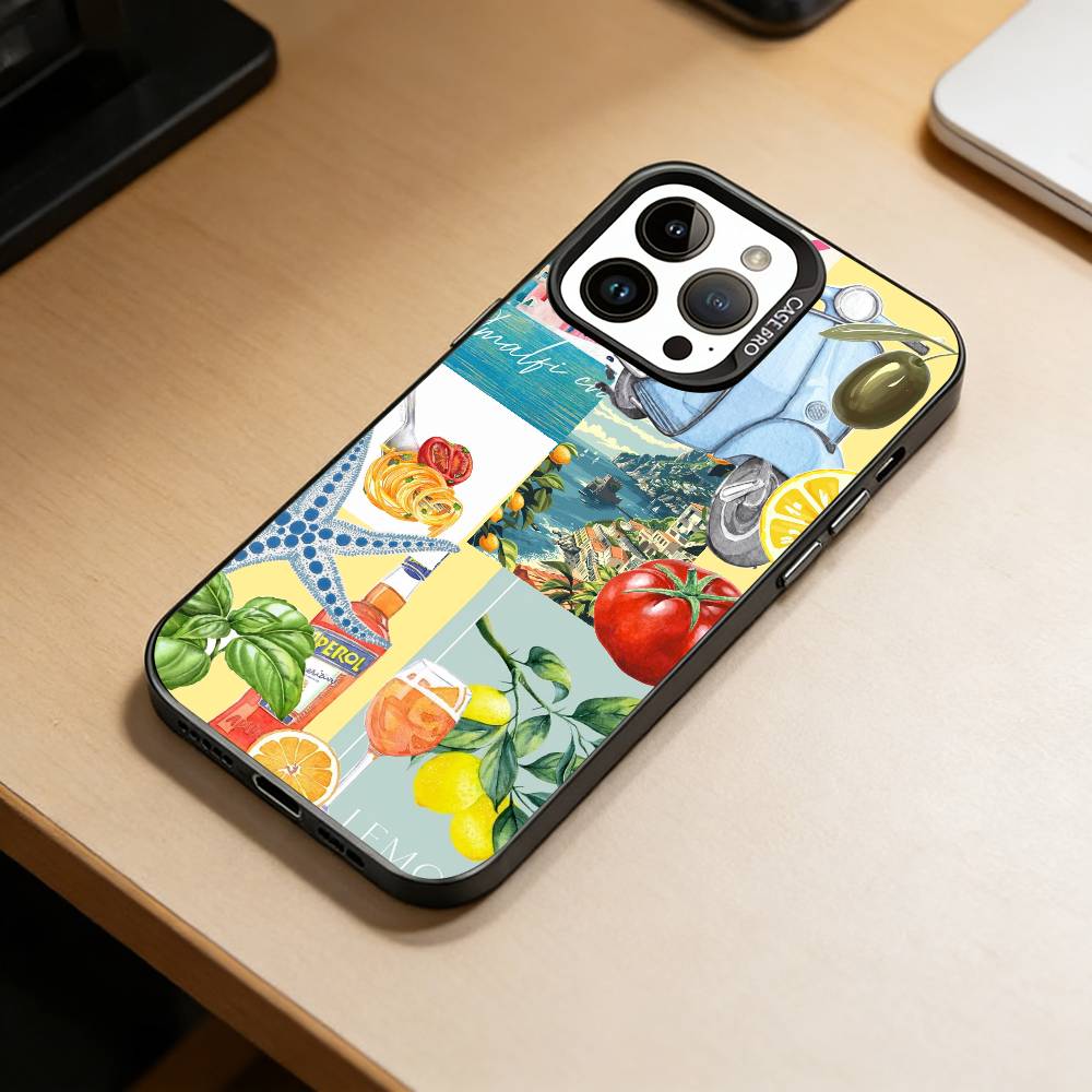 Amalfiküste Zitrone Handyhülle Für iPhone 17,16,15,14,13,12,11 Plus,Pro Max,XS,Bunte Silberne Handyhülle Funda Cover