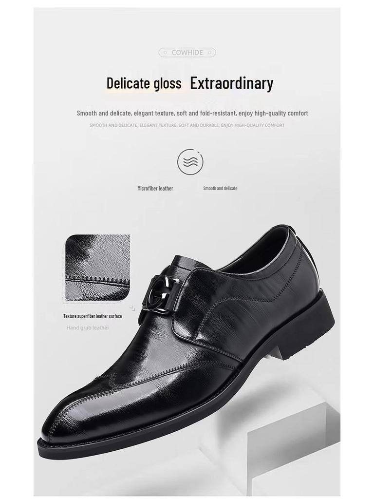 2025 Spring Men's Versatile Leather Slip-ons: Trendy Business & Casual Shoes