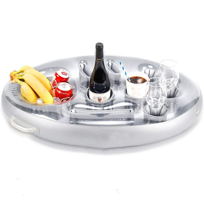 1PVC Inflatable Beverage Holder Cup Holder Porous Cup Cushion Fruit Red Wine Mobile Phone Water Inflatable Ice Bed Swimming Pool