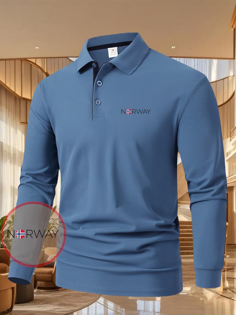 Men'S Long Sleeve Casual Summer Print T-Shirt - Fashionable Versatile Top, Geometric Design, Lightweight Polo Golf Shirt