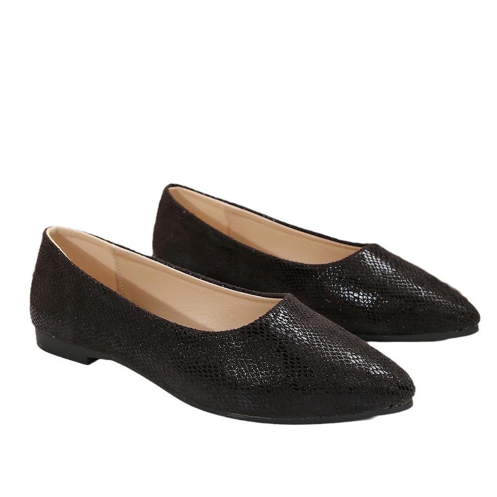 Große Größe spitze Zehen flacher Ausschnitt Einzelne Schuhe Damen 2025 neu niedriger Absatz bequem Freizeitkleidung Doudou-Schuhe Damen