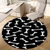 1pc Bone Pattern Round Carpet, Made of Polyester,Office Chairs, Living Rooms, Or Bedrooms, a Cool Rug for The Living Room.ydt26074