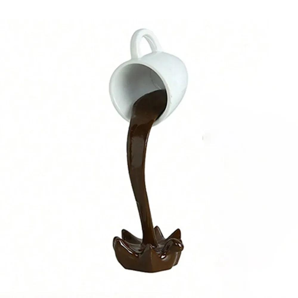 High-end 3D Floating Spilling Coffee Cup Resin Craft Decorative Coffee Cup Ornaments Suspended Cup Sculpture Desktop