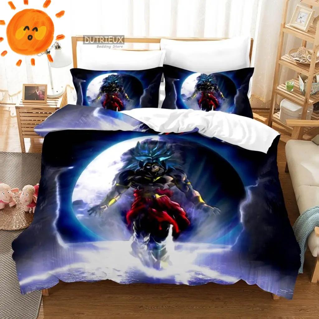 Japanese Anime Dragon Ball Bedding Set Goku Duvet Cover Comforter Bedclothes Single Twin Full Queen Size 3D Kids Adult Boys Gift