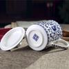 Kubek z porcelany Jingdezhen w kolorze niebiesko-białym, ceramiczny kubek z chińskim smokiem, kubek do wody na spotkania biurowe, kubek z porcelany kostnej na zieloną herbatę i kawę
