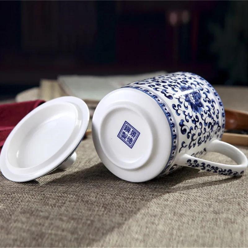 Jingdezhen Blue and White Porcelain Mug Chinese Dragon Ceramic Cup Office Meeting Water Cup Bone China Green Tea Coffee Mug