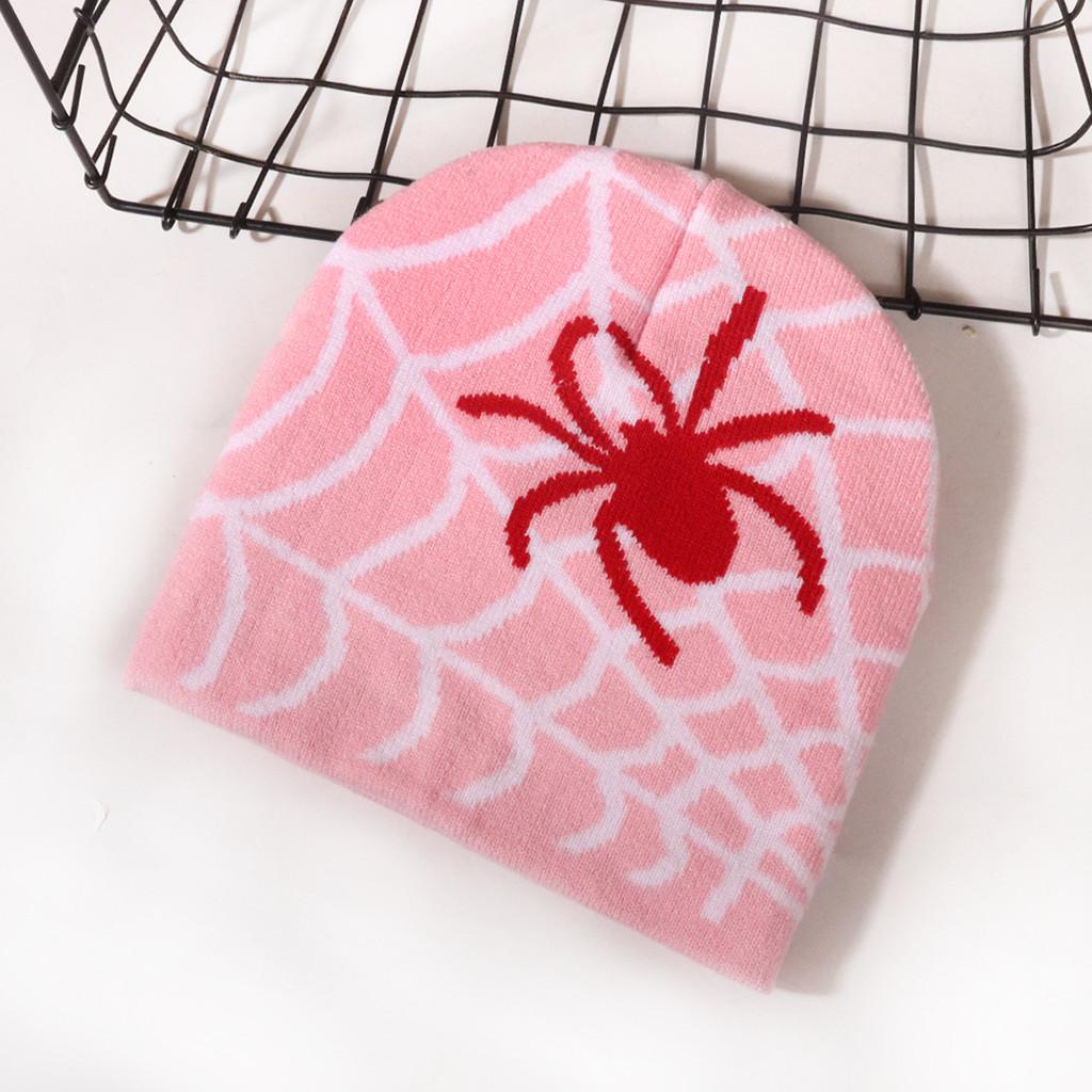 Spider Pattern Knit Beanie For Men And Women Warm Streetwear Fashion 2023