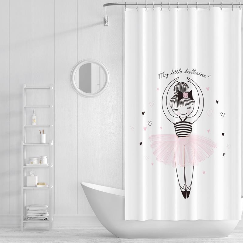 Bathroom Thickened Waterproof Curtain Mildew Proof Shower Curtain Shower Partition Curtain Shower Curtain Bathroom Curtain Free Perforation