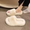 New 2024 Korean Style Plus Size Women's Thick Sole Fur Flip Flops for Outdoor Fashion.