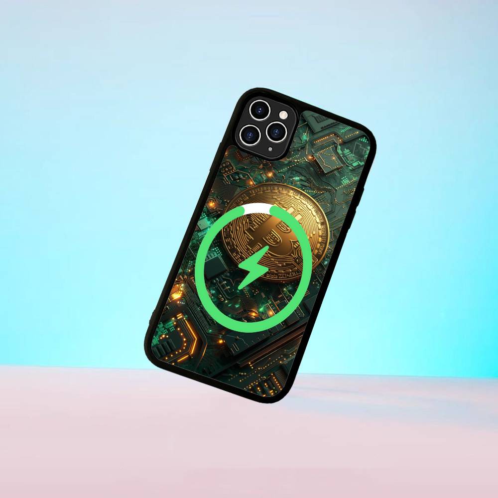 

Luxury B-Bitcoin For IPhone 17 Air 16 E 15 14 13 12 11 Pro Max Plus PC Shock TPU Cover For Magsafe Phone Cover iPhone 13 pro