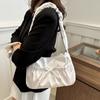 Satin INS Shoulder Bag Bow Fashion Underarm Bag Simple Pleated Hand Bag Storage Bag