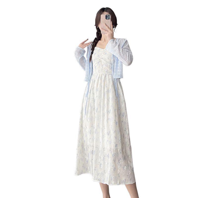Floral Camisole Dress & Sun Protection Cardigan Set - 2026 Spring/Summer Gentle Sweet Style