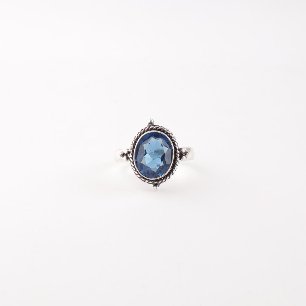 London Blue Topaz Gemstone 925 Sterling Silver Jewelry Handmade Engagement Ring RR-9-7