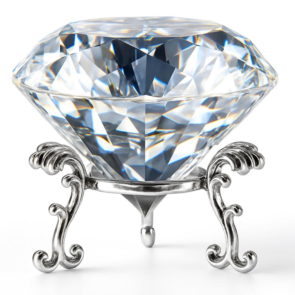 Pikake Bay Crystal 100mm with Base, Diamond, Clear Gemstone Figurine, Paperweight, Good Luck, Stylish