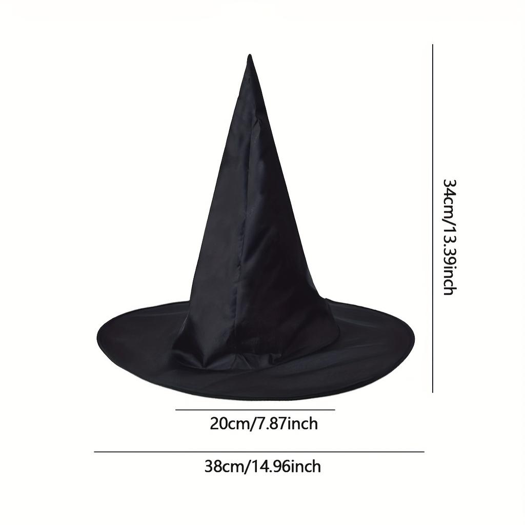 Halloween Wizard Hat Party Children Adult Black Pointed Oxford Cloth Magician Hat Witch Hat Masquerade Ball Party Dressing
