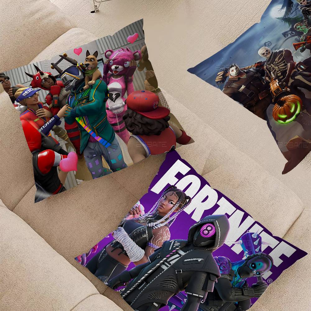 Cartoon Video Game F-Fortnites Cushion Cover Inches Farmhouse Decor Home Throw Pillow Covers For Couch Decorations