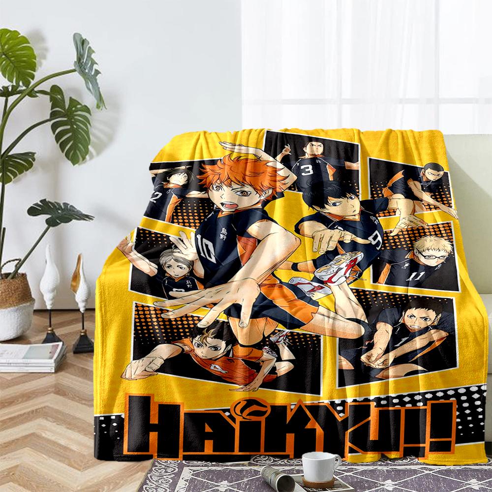 Haikyu Theme Printed Blanket - Perfect for Couch, Bed, Travel & Outdoor Use | Machine Washable, Cozy & Durable.