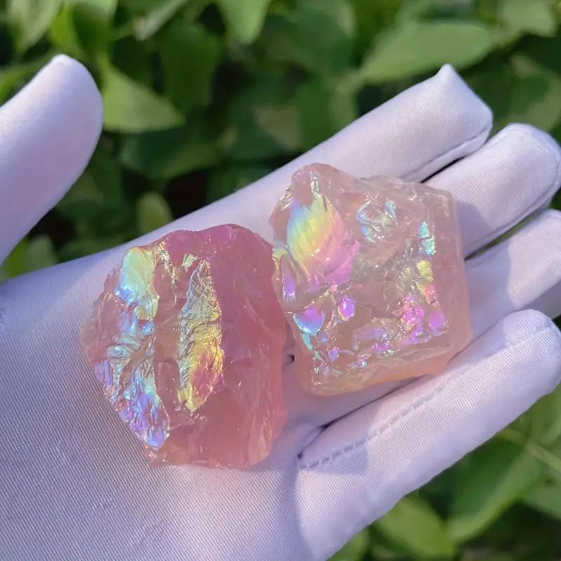 Aura Rose Stone Quartz Raw Crystals For Home Decor Best Gift For Family And Friends