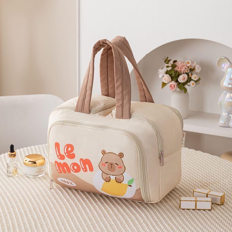 Cartoon Pattern Cute Portable Lightweight Makeup Bag Women's Travel Storage Bag Handheld Organizer Cosmetic Pouch Wash Bag