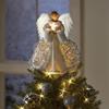 Christmas Angel Tree Topper Angel Pendant Tree Topper With Light Acrylic Angel Figurine Xmas Treetop Festival Party Ornament