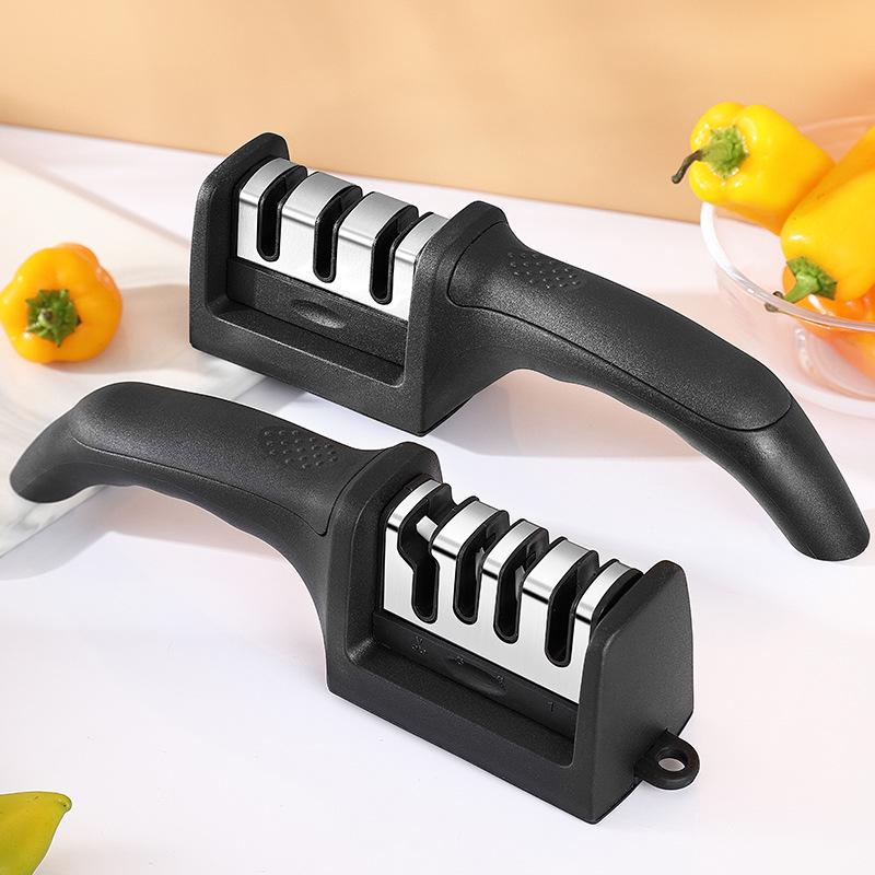 4-Stage Household Knife Sharpener: Ceramic & Diamond Wheel