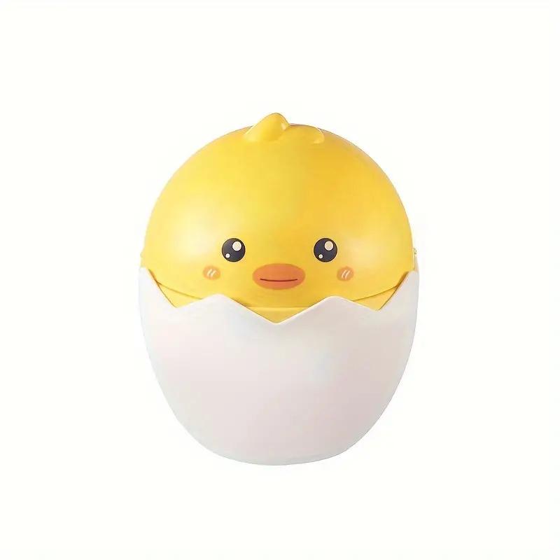 

Adorable Cartoon Mini Trash Can With Flip-Top Lid - Oval Desktop Waste Basket For Home And Office Use 4L жёлтый