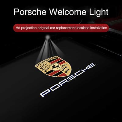 HD Car Door Welcome Light Led Projector Lamp Accessories For Panamera Taycan 911 718 Macan Cayenne Boxster Cayman 918