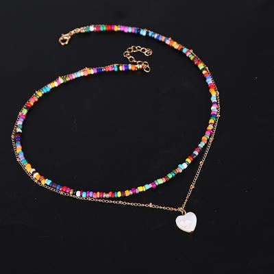 Collier bohème en perles multicolores faites à la main pour femme, bijou cadeau