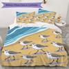 Beach Seagull Shell Pattern Bedding uilt Set uilt Cover Pillowcase Home Decoration Birthday Gift (1 * duvet cover + 2 * pillowcase without core)