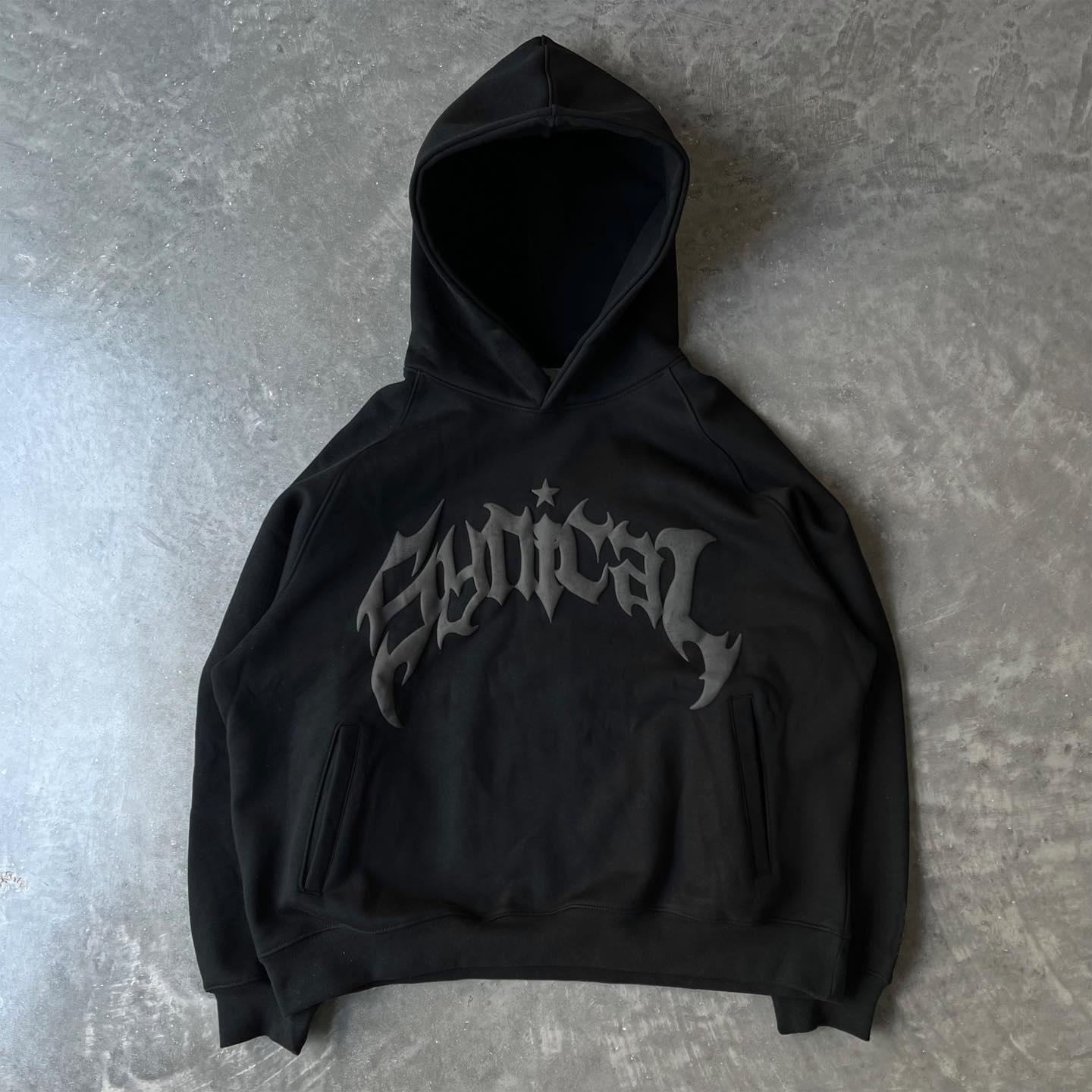 

Унисекс худи с принтом букв, мужская одежда Харадзюку, худи оверсайз с длинным рукавом, повседневный винтажный топ Y2k, хип-хоп толстовки, пальто M чёрный