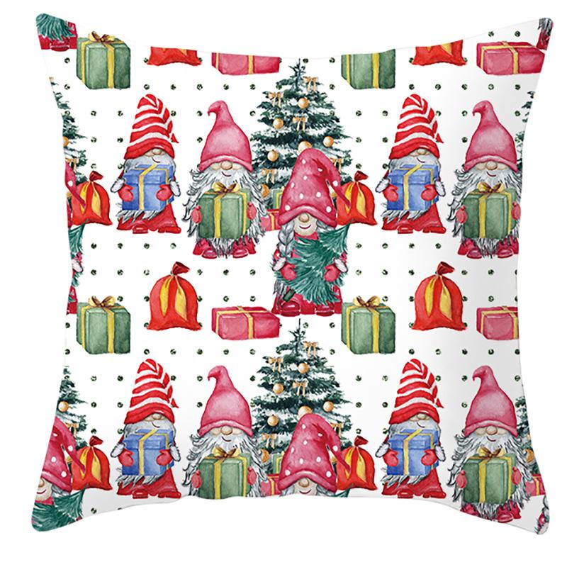 New Christmas Dwarf Pillow Cover Christmas Cute Dwarf Peach Skin Cushion Cover