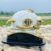 45.72 cm White Diving Helmet Mark V US Navy Diving Divers Helmet with Wooden Base Nautical Maritime Decor Best Gift