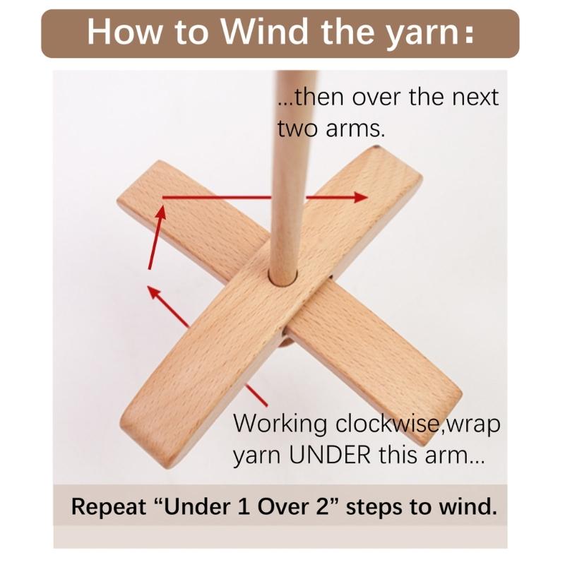 Crosses-Shaped Wooden Turkish Spindle Drop Spindle Crocheting Spinner Tool Sewing Accessories for Yarn Weaving Wool