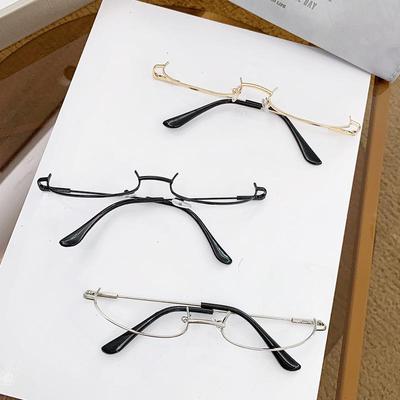 Rimless Metal Half-Frame Glasses: Pure Japanese Soft Girl Style Cosplay with Chain