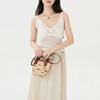LONGCHAMP Le Panier Pliage Cow Leather Trim Shoulder Bag , Crossbody Bag , Handbag Mini Women's Beige Brown (Unisex) Handbags 10206HCF035