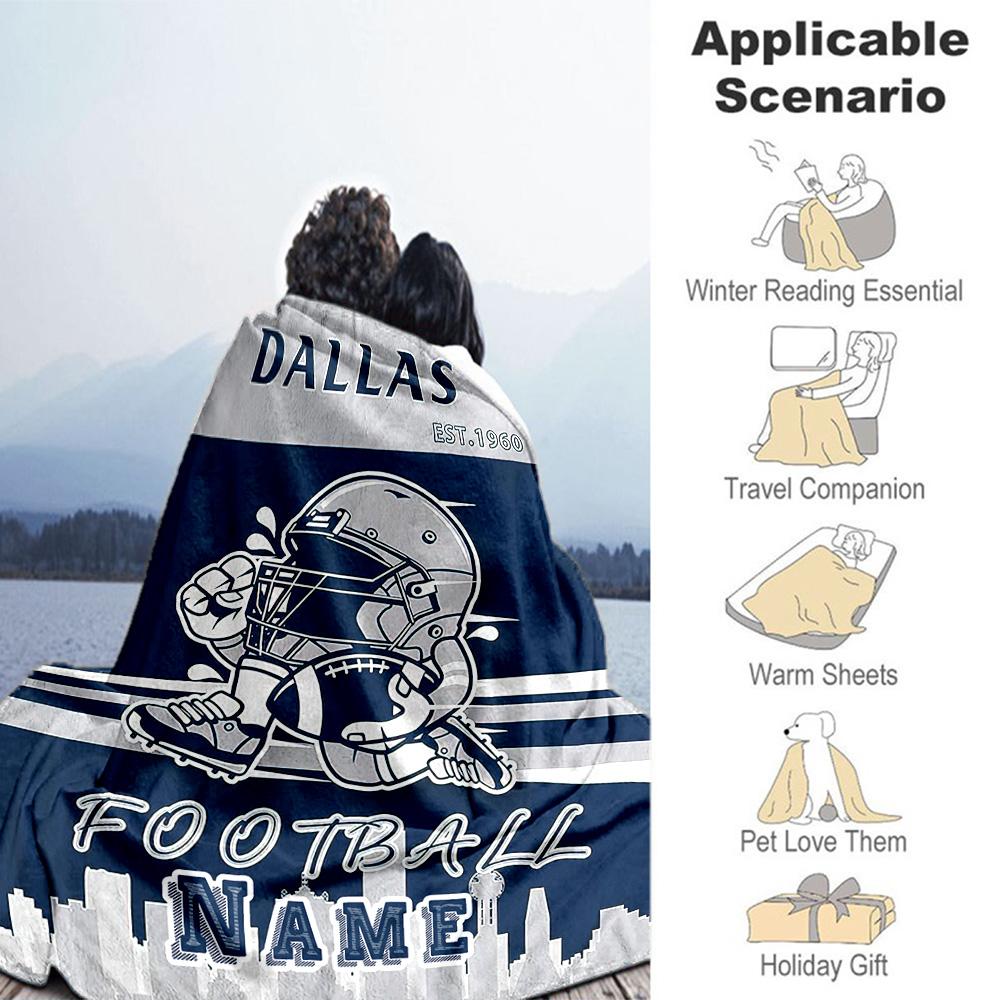 Football Customize Text Blanket Multi-purpose Customizable Blanket Durable Comfort Suitable for Couch Bed Nap Chair Ideal for All Seasons